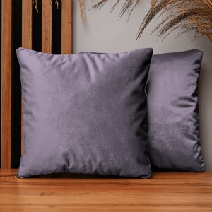 Dekoracyjna poszewka na poduszkę 35x35 cm w kolorze liliowym z tkaniny welurowej