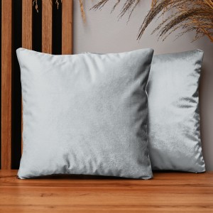 Dekoracyjna poszewka na poduszkę 35x35 cm w kolorze błękitnym z tkaniny welurowej