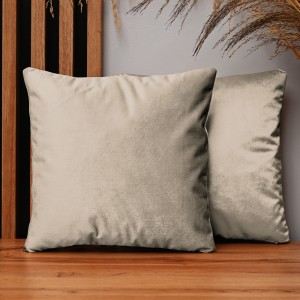 Dekoracyjna poszewka na poduszkę 35x35 cm w kolorze szarobeżowym z tkaniny welurowej