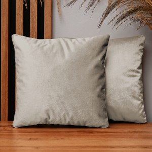 Dekoracyjna poszewka na poduszkę 35x35 cm w kolorze mysim z tkaniny welurowej