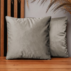 Dekoracyjna poszewka na poduszkę 35x35 cm w kolorze szaro-brązowym z tkaniny welurowej