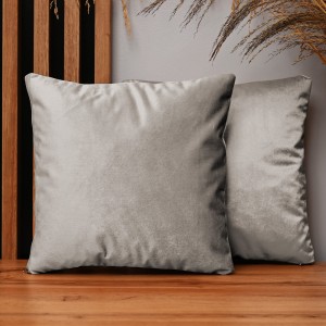Dekoracyjna poszewka na poduszkę 35x35 cm w kolorze jasnoszarym z tkaniny welurowej