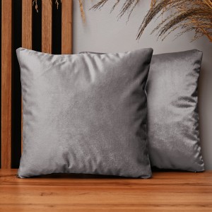Dekoracyjna poszewka na poduszkę 35x35 cm w kolorze siwym z tkaniny welurowej