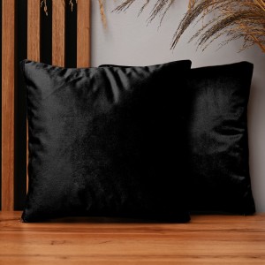 Dekoracyjna poszewka na poduszkę 35x35 cm w kolorze czarnym z tkaniny welurowej
