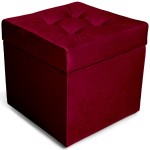 Nowoczesna otwierana pufa 45x45 cm w kolorze bordowym