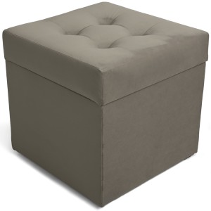 Nowoczesna otwierana pufa 45x45 cm w kolorze beżowym