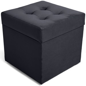 Nowoczesna otwierana pufa 45x45 cm w kolorze grafitowym