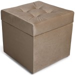 Nowoczesna otwierana pufa 45x45 cm w kolorze jasnobrązowym
