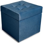 Nowoczesna otwierana pufa 45x45 cm w kolorze lazurowym 