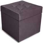  Nowoczesna otwierana pufa  45x45 cm w kolorze liliowym