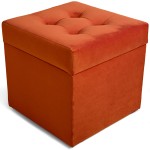 Nowoczesna otwierana pufa 45x45 cm w kolorze pomarańczowym