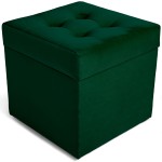 Nowoczesna otwierana pufa 45x45 cm w kolorze ciemnozielonym