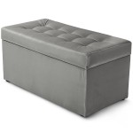  Nowoczesna otwierana pufa 45x90 cm w kolorze siwym 