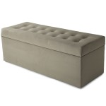  Nowoczesna otwierana pufa 45x120 cm w kolorze beżowym