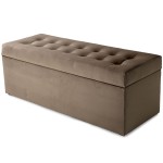  Nowoczesna otwierana pufa 45x120cm w kolorze brązowym