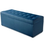  Nowoczesna otwierana pufa 45x120cm w kolorze lazurowym