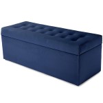  Nowoczesna otwierana pufa 45x120cm w kolorze granatowym