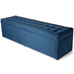 Nowoczesna otwierana pufa 45x160 cm w kolorze lazurowym 