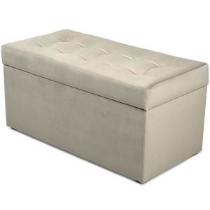 Nowoczesna otwierana pufa 45x90  w kolorze jasnobeżowym