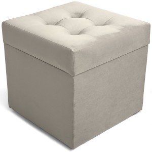 Nowoczesna otwierana pufa 45x45  w kolorze jasnobeżowym