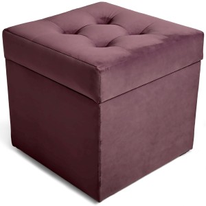 Nowoczesna otwierana pufa 45x45  w kolorze śliwkowym