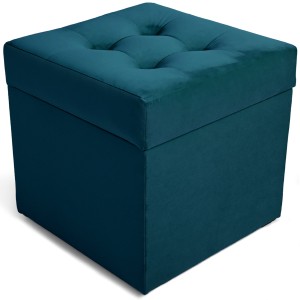 Nowoczesna otwierana pufa 45x45  w kolorze cyjanowym
