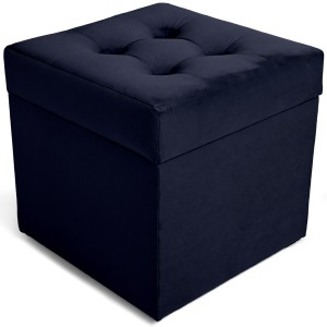 Nowoczesna otwierana pufa 45x45  w kolorze ciemnoniebieskim