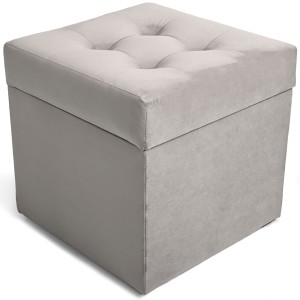 Nowoczesna otwierana pufa 45x45  w kolorze srebrnym