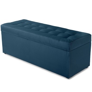 Nowoczesna otwierana pufa 45x120 cm w kolorze ciemnoniebieskim