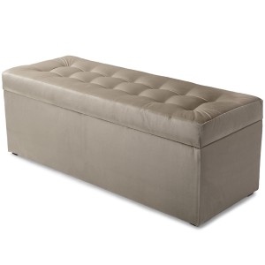 Nowoczesna otwierana pufa 45x120 cm w kolorze szaro-brązowym