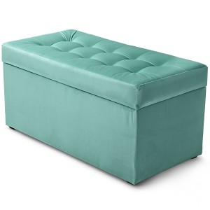 Nowoczesna otwierana pufa 45x90 cm w kolorze miętowym
