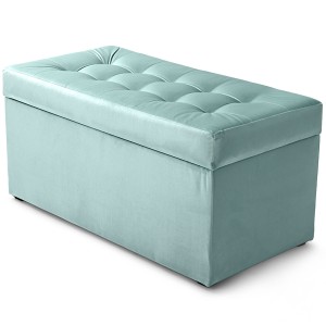 Nowoczesna otwierana pufa 45x90 cm w kolorze błękitnym