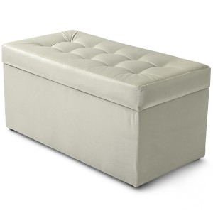 Nowoczesna otwierana pufa 45x90 cm w kolorze srebrnym