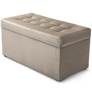 Nowoczesna otwierana pufa 45x90 cm w kolorze szaro-brązowym