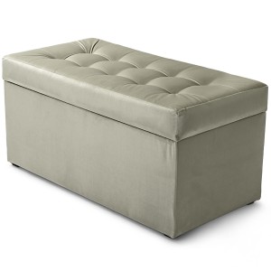 Nowoczesna otwierana pufa 45x90 cm w kolorze jasnoszarym