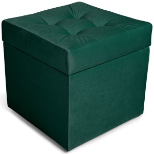Nowoczesna otwierana pufa 45x45 cm w kolorze ciemnozielonym
