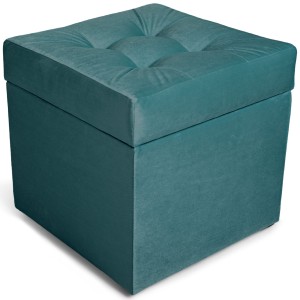 Nowoczesna otwierana pufa 45x45 cm w kolorze niebieskim