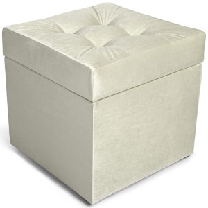 Nowoczesna otwierana pufa 45x45 cm w kolorze srebrnym