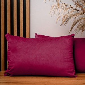 Dekoracyjna poszewka na poduszkę 40x60 cm w kolorze bordowym z tkaniny welurowej
