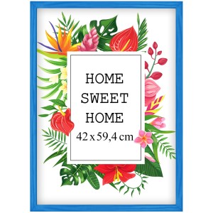 Ramka na zdjęcia 42x59,4 cm, drewniana w kolorze niebieskim